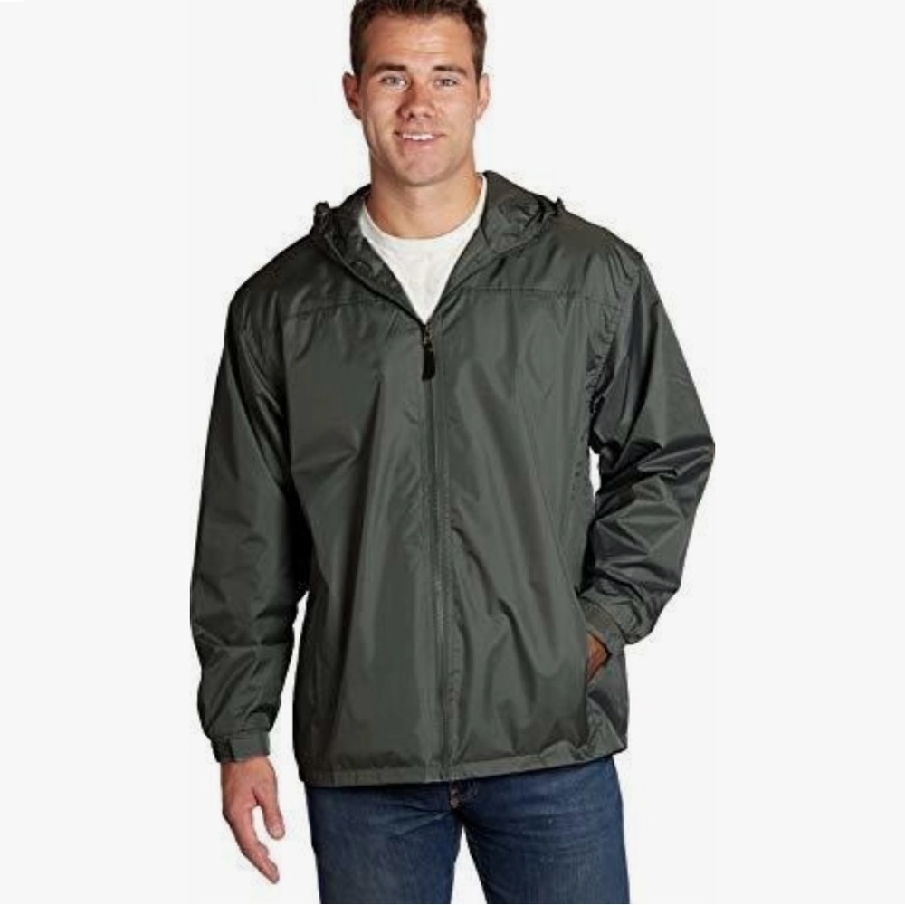 Kanga Cay Men’s XL Gray Hooded Windbreaker Jacket Vent Zipper